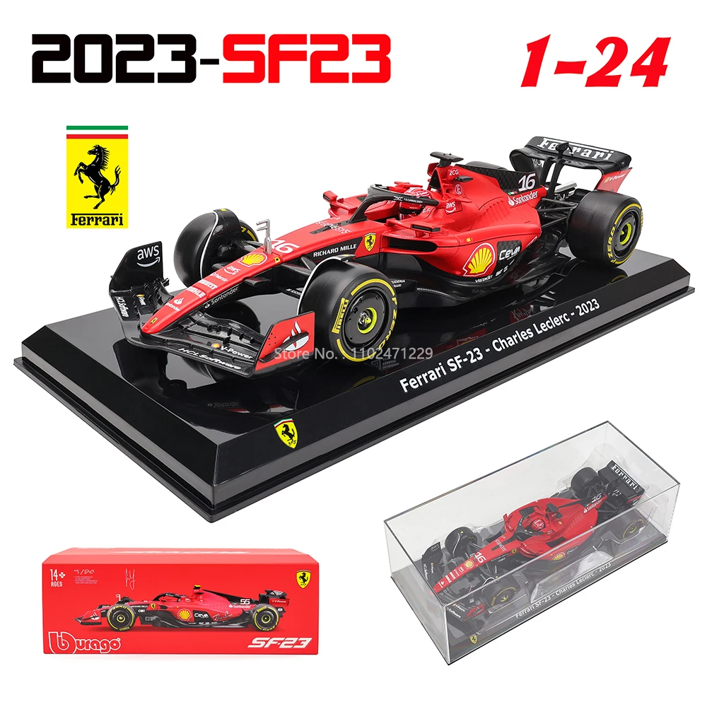 Bburago 1:24 #16 Leclerc 2023 F1 스쿠데리아 페라리 sf23 #55 Sainz 합금 자동차 모델 포뮬러 원 다이 캐스팅 모델 후기