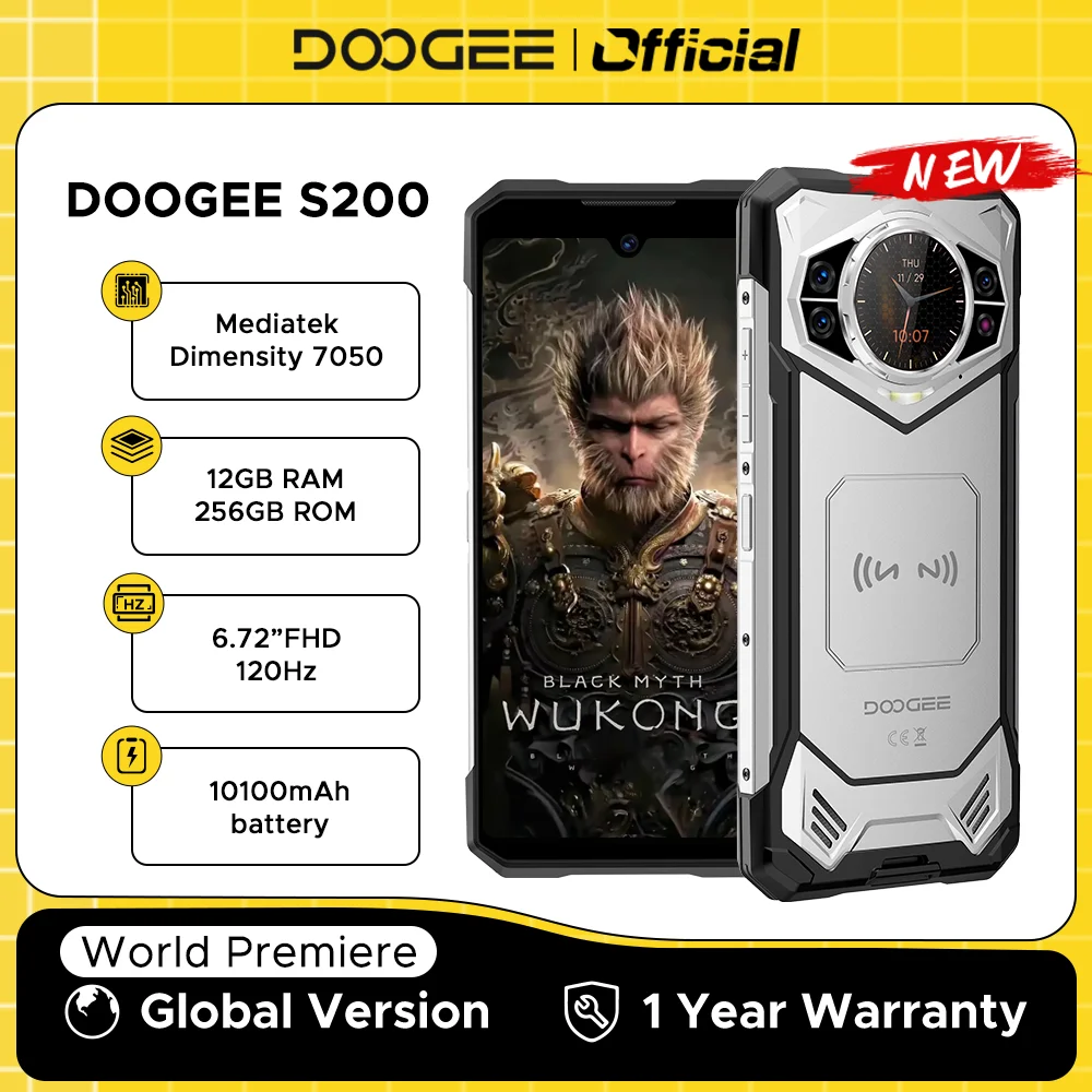 DOOGEE S200 견고한 휴대폰 5G 디멘션 7050 옥타 코어 필수템